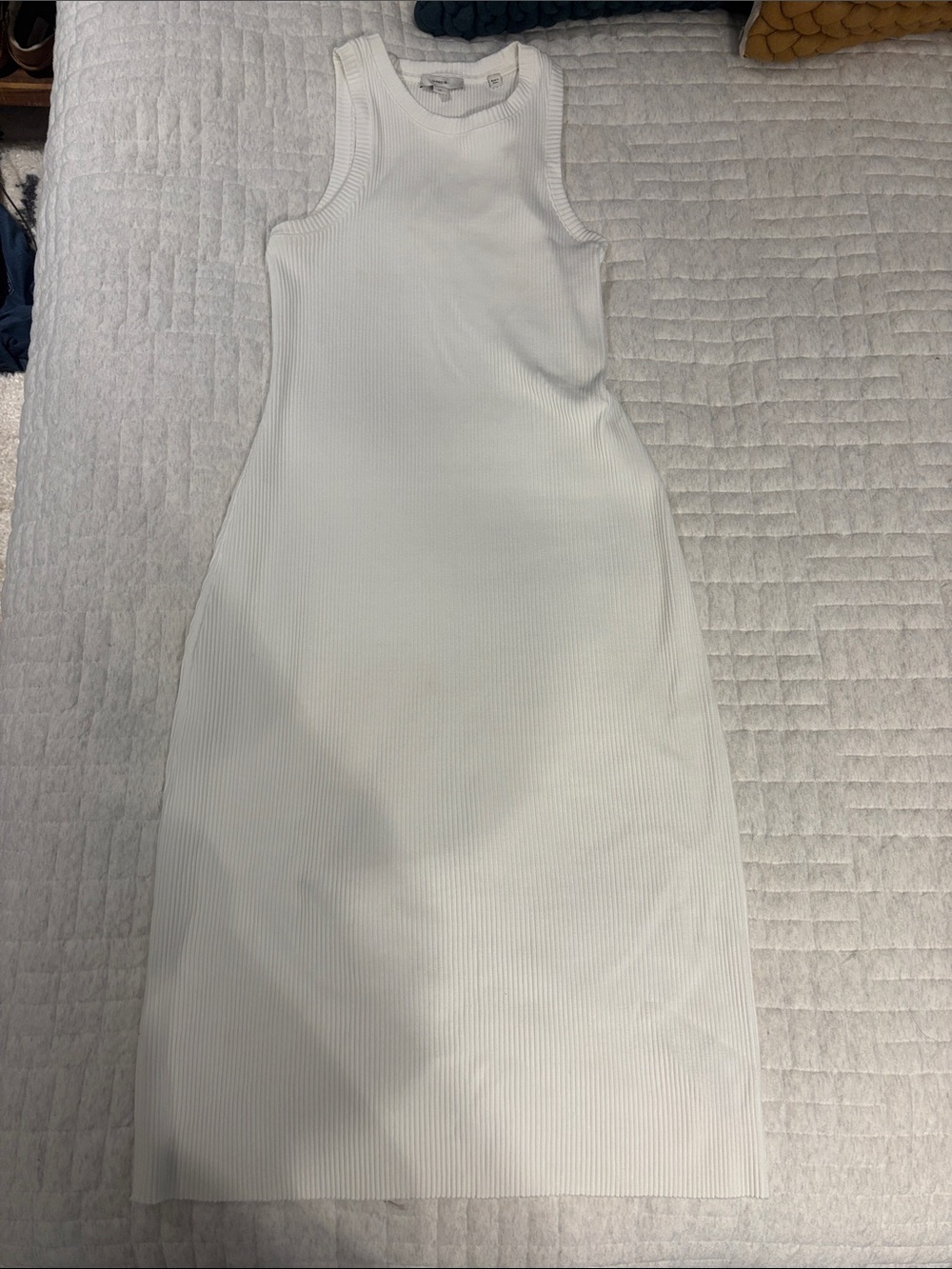 Vince White Sleeveless Ribbed Maxi Dress